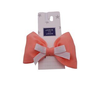 NWT Janie And Jack Bow Hair Clip Girls OSFM Peachy Pink Hair Accessories